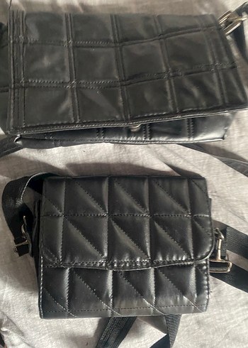 2 adet Siyah Deri Kadın Çapraz Çanta - Görsel 2