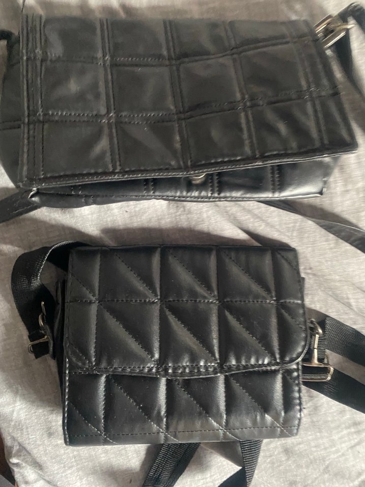 2 adet Siyah Deri Kadın Çapraz Çanta - Görsel 2