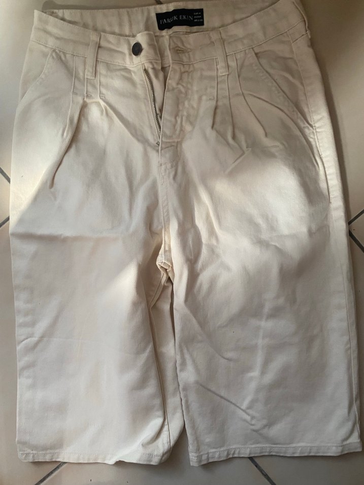 Bej Keten Pantolon Regular Fit Pilili - Görsel 3