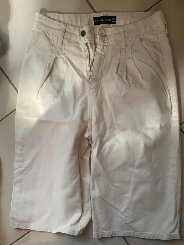 Bej Keten Pantolon Regular Fit Pilili - Görsel 2