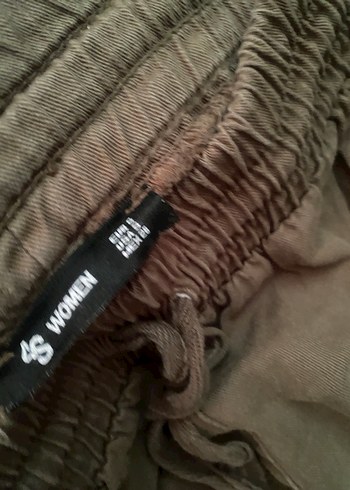 Düğmeli Kadın Keten Pantolon, Rahat Kesim - Görsel 3