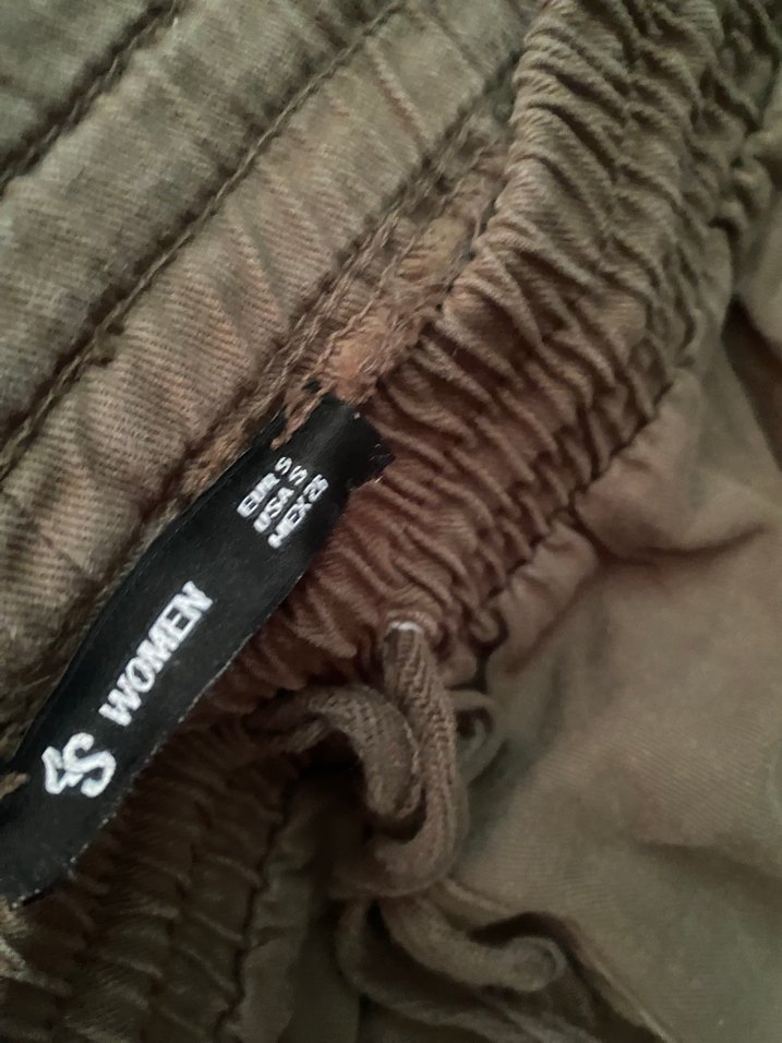 Düğmeli Kadın Keten Pantolon, Rahat Kesim - Görsel 2