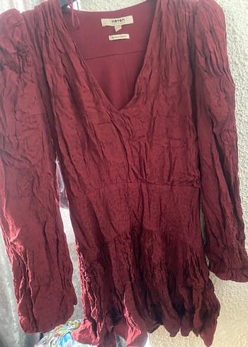 Bordo V Yaka Uzun Kollu Hamile Bluzu - Görsel 2