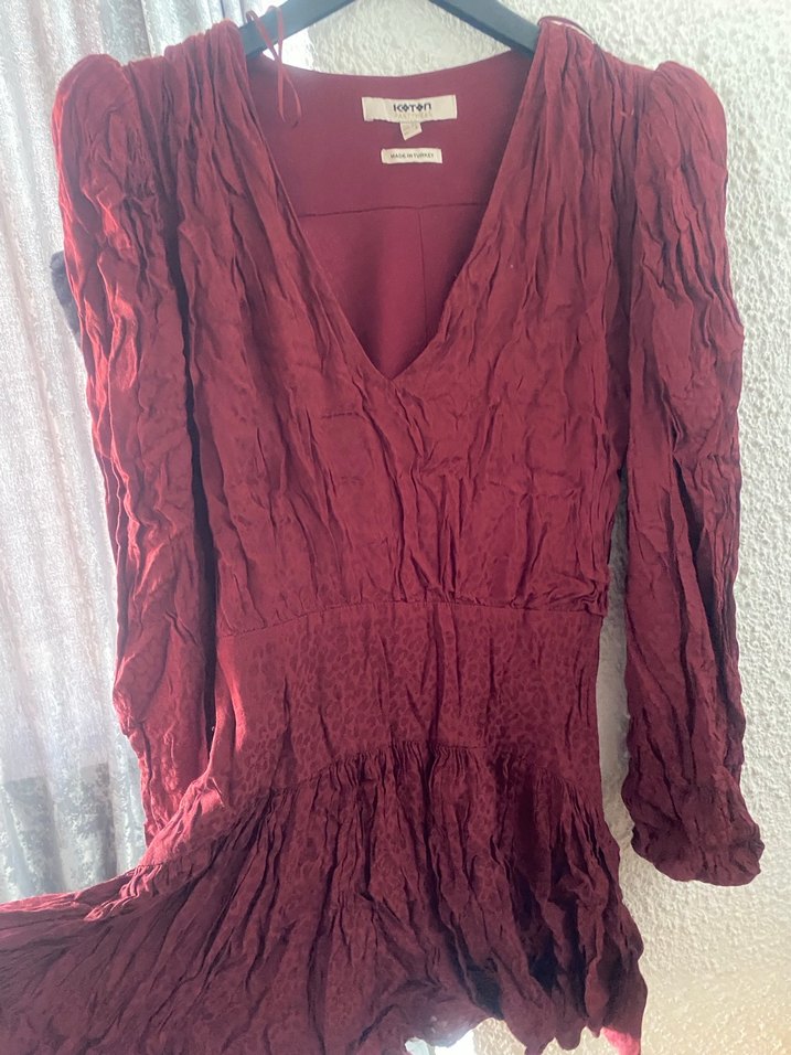 Bordo V Yaka Uzun Kollu Hamile Bluzu - Görsel 3