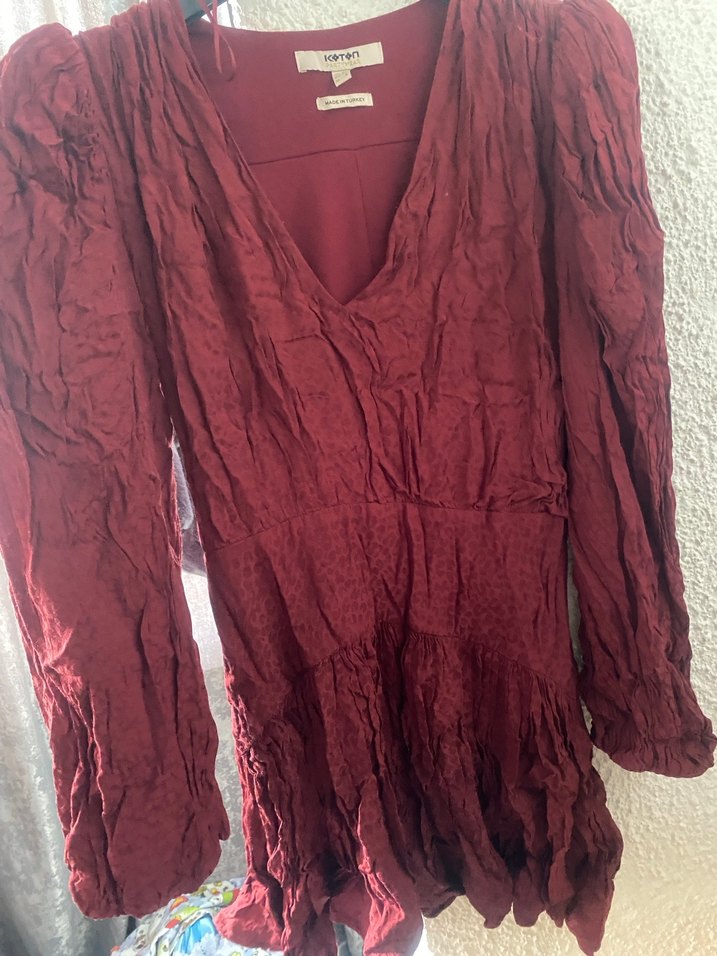 Bordo V Yaka Uzun Kollu Hamile Bluzu - Görsel 2