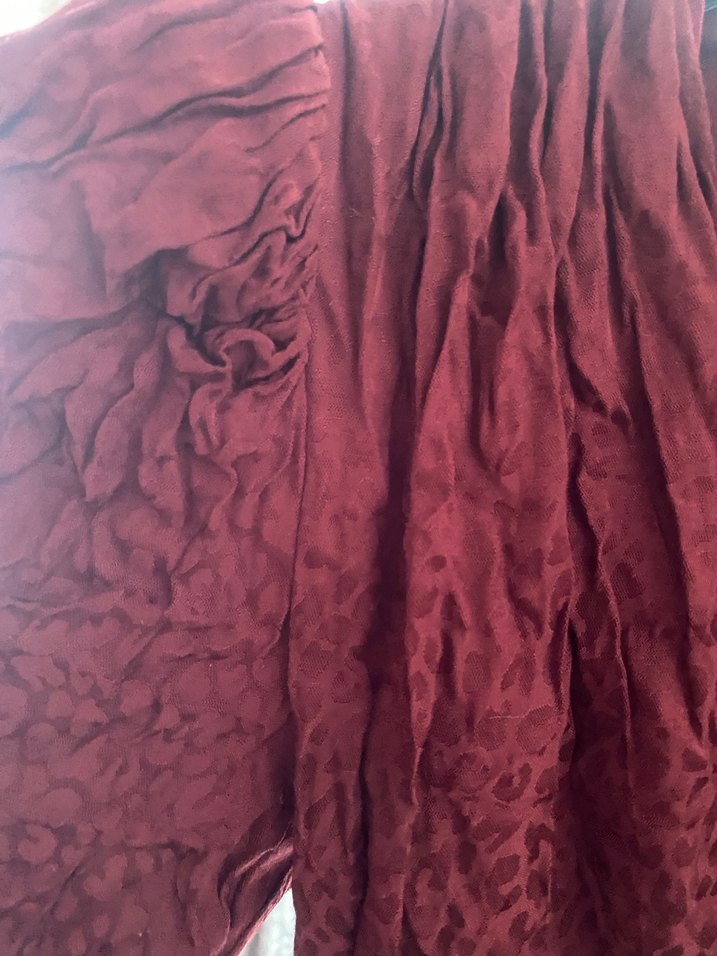 Bordo V Yaka Uzun Kollu Hamile Bluzu - Görsel 4