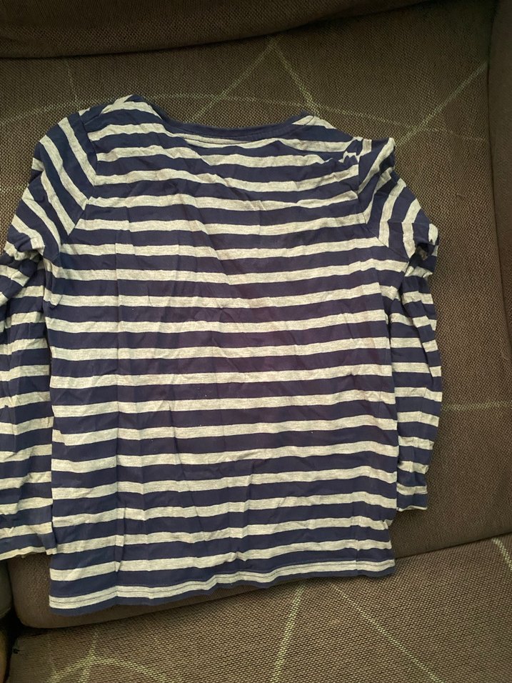 Düğmeli Erkek Çocuk Mavi Çizgili Tişört - Görsel 3