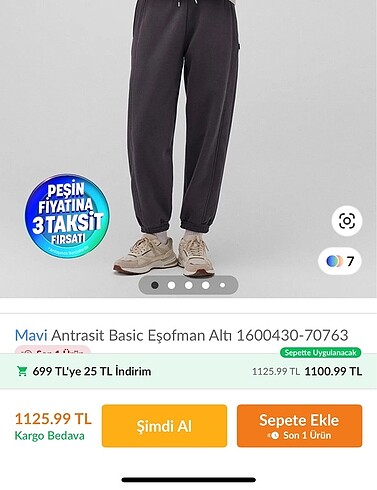 Mavi Jeans Antrasit Basic Eşofman Altı