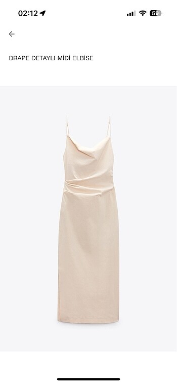 Zara drape detaylı krem elbise