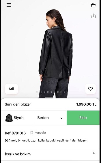 Pull and Bear Pull and bear siyah deri blazer