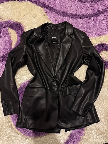 Pull and bear siyah deri blazer