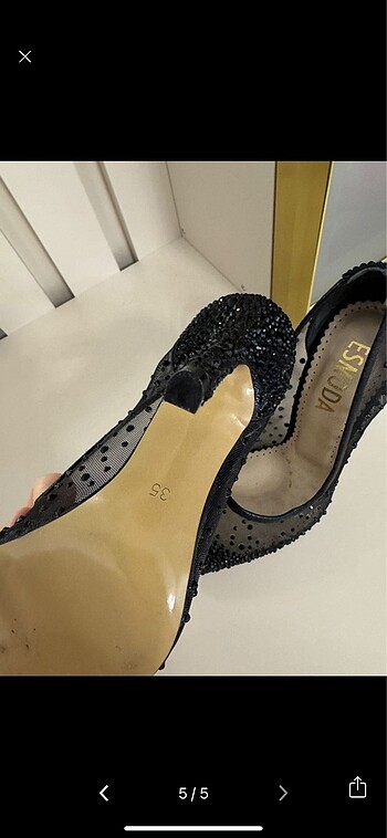 35 Beden Siyah taşlı stiletto
