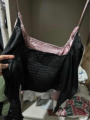 xs Beden Hm saten crop bluz