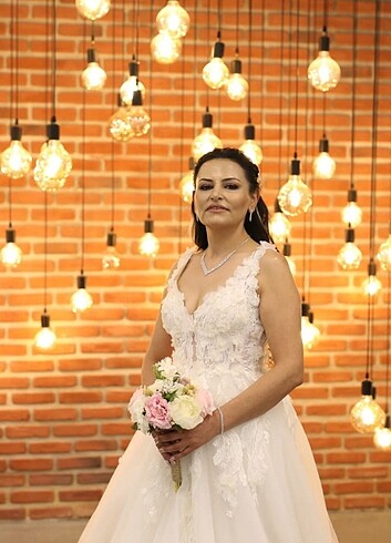 38 Beden beyaz Renk Gelinlik