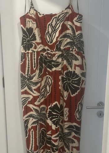 Desenli Kahverengi Bohem Kadın Tulum