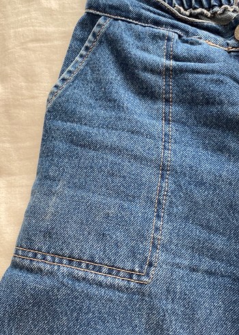 s Beden lacivert Renk Kadın Mavi Bol Kesim Denim Pantolon