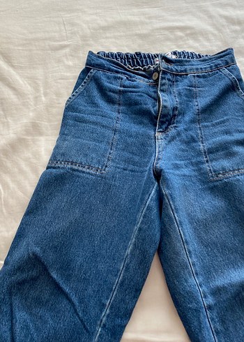 Zara Kadın Mavi Bol Kesim Denim Pantolon