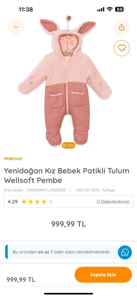 Pembe Kürklü Kapüşonlu Bebek Tulum - Görsel 2