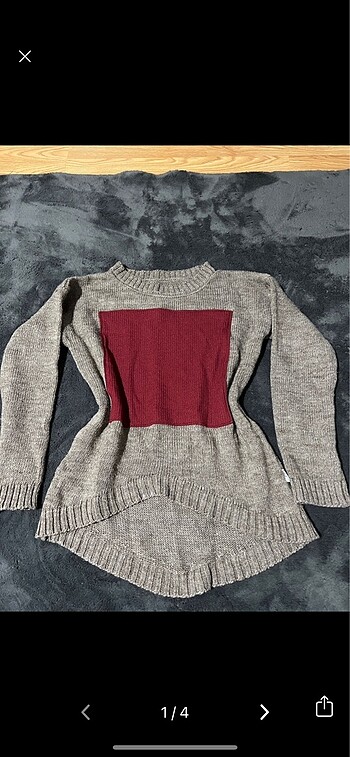 Kahverengi bordo desenli vintage kazak
