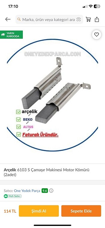 Çamaşır makinesi motor kömürü