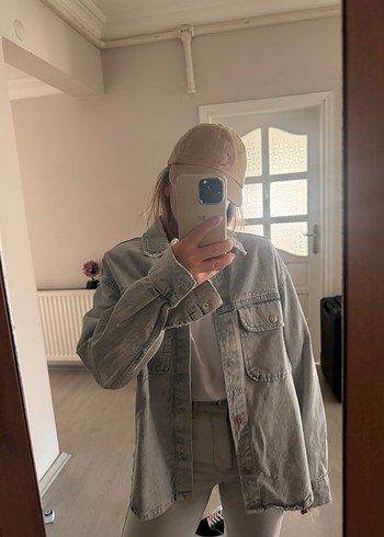 Gri Kadın Salaş Denim Ceket