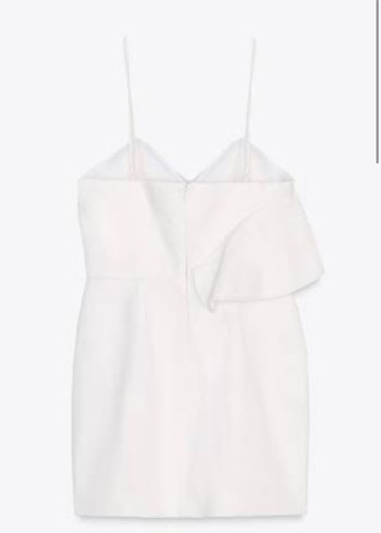 Zara Zara etiketli Drapeli Beyaz Mini Straplez Elbise