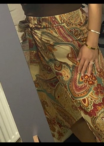 Bohem Çok Renkli Uzun Drapeli  Eteği - Görsel 2