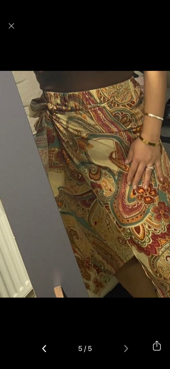 Bohem Çok Renkli Uzun Drapeli  Eteği - Görsel 2