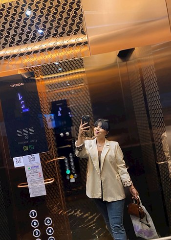 Düğmeli Camel Renkli Denim Blazer - Görsel 4