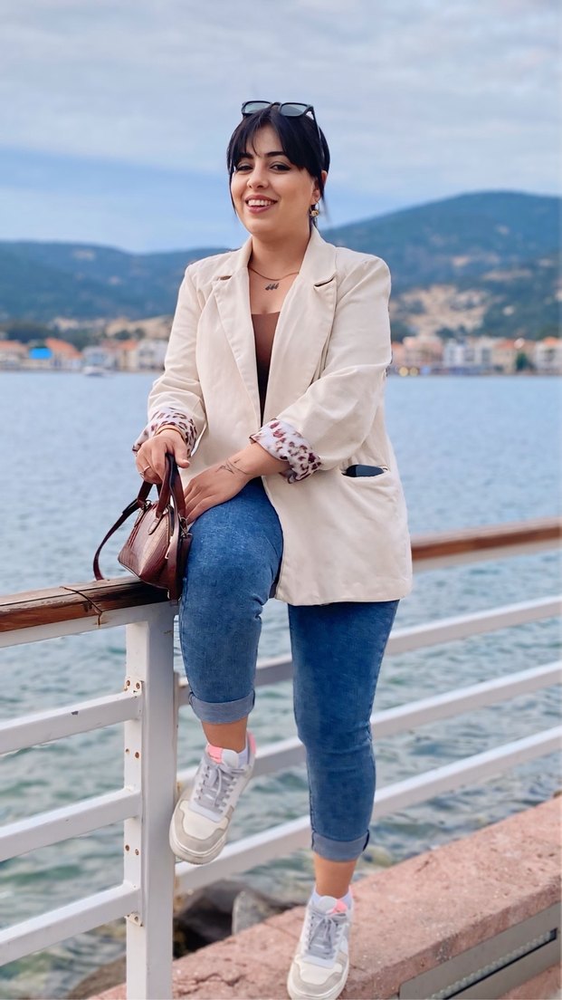 Düğmeli Camel Renkli Denim Blazer - Görsel 2