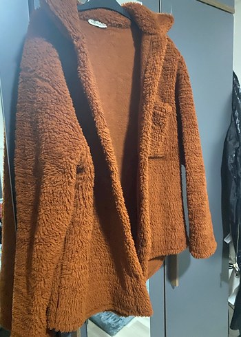 Düğmeli Kahverengi Midi Kadın Ceket - Görsel 3