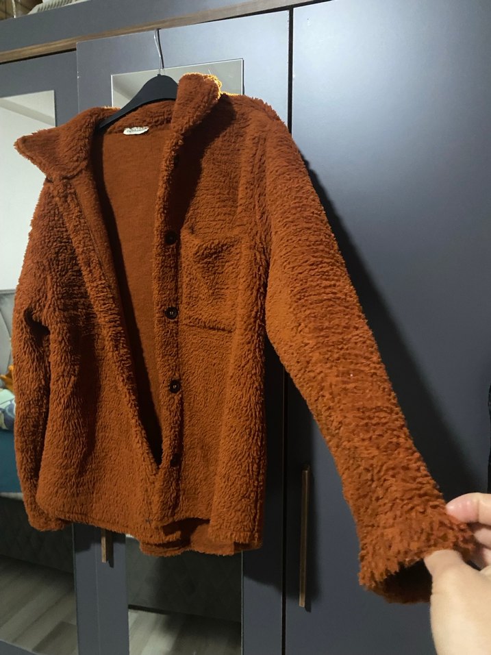 Düğmeli Kahverengi Midi Kadın Ceket - Görsel 2