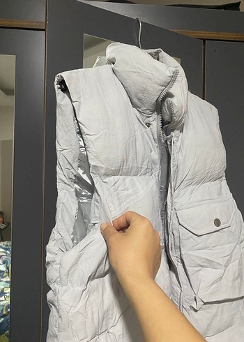 Kadın gri Kolsuz Midi Yelek - Görsel 3