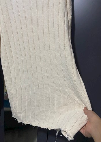 Kadın krem Triko Uzun Kollu  Kazak - Görsel 2