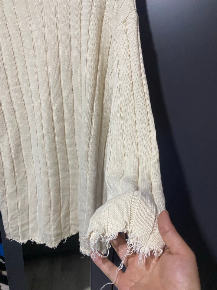 Kadın krem Triko Uzun Kollu  Kazak - Görsel 4