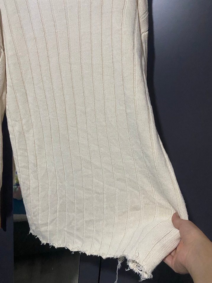 Kadın krem Triko Uzun Kollu  Kazak - Görsel 2