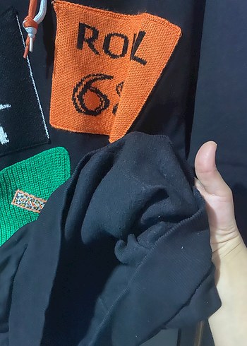 Kadın Siyah Kapüşonlu Örgü Sweatshirt - Görsel 5