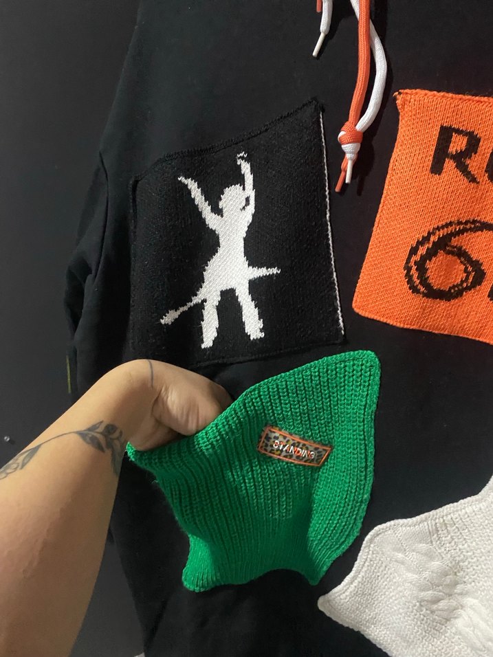 Kadın Siyah Kapüşonlu Örgü Sweatshirt - Görsel 3