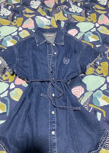 Kadın mavi Kot Elbise - Görsel 2