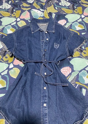 Kadın mavi Kot Elbise - Görsel 3