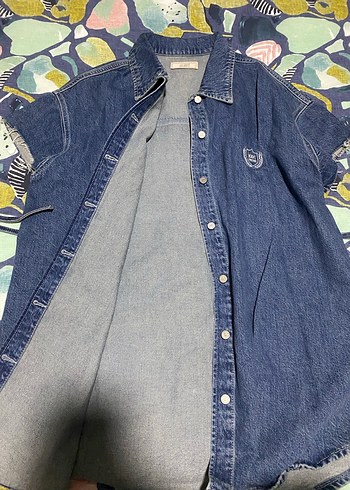 Kadın mavi Kot Elbise - Görsel 6