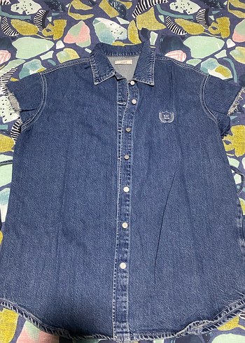 Kadın mavi Kot Elbise - Görsel 7