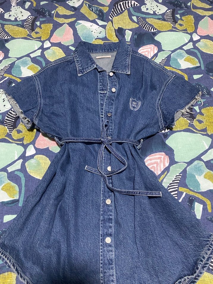 Kadın mavi Kot Elbise - Görsel 3