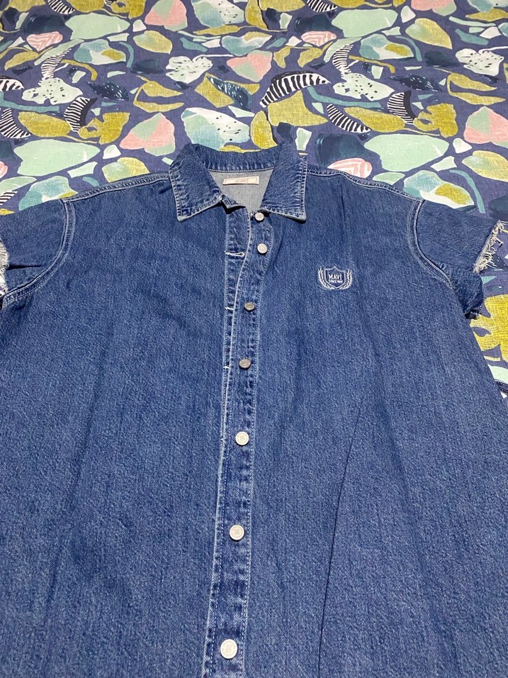 Kadın mavi Kot Elbise - Görsel 4