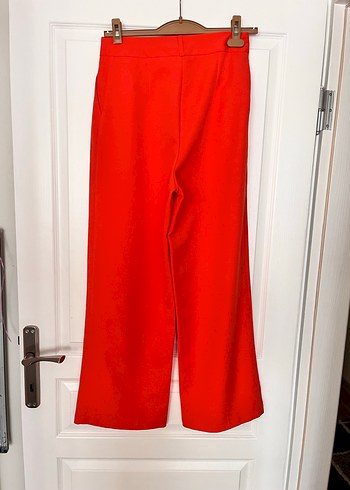 Kadın Kırmızı Pilili Uzun Kumaş Pantolon - Görsel 2