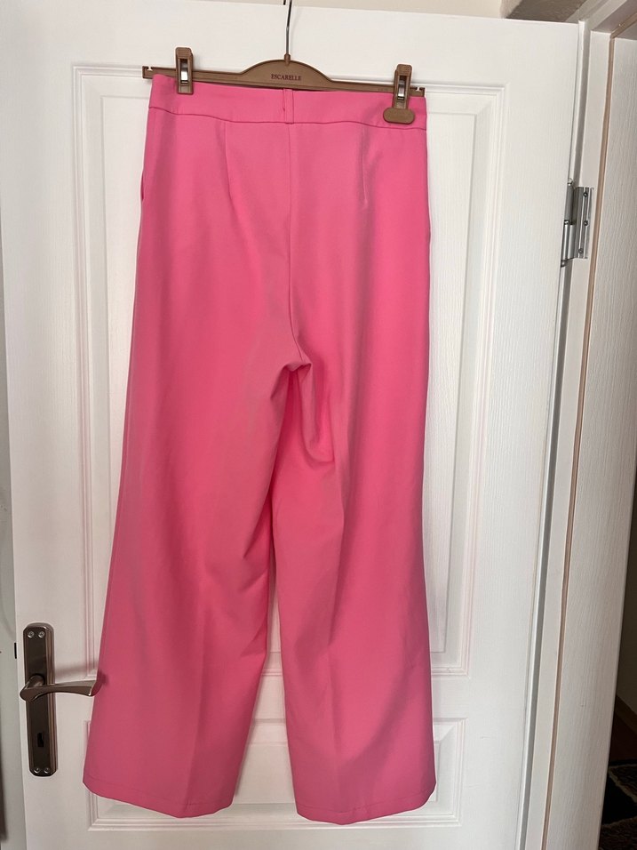 Pembe Pilili Kadın Kumaş Pantolon - Görsel 2