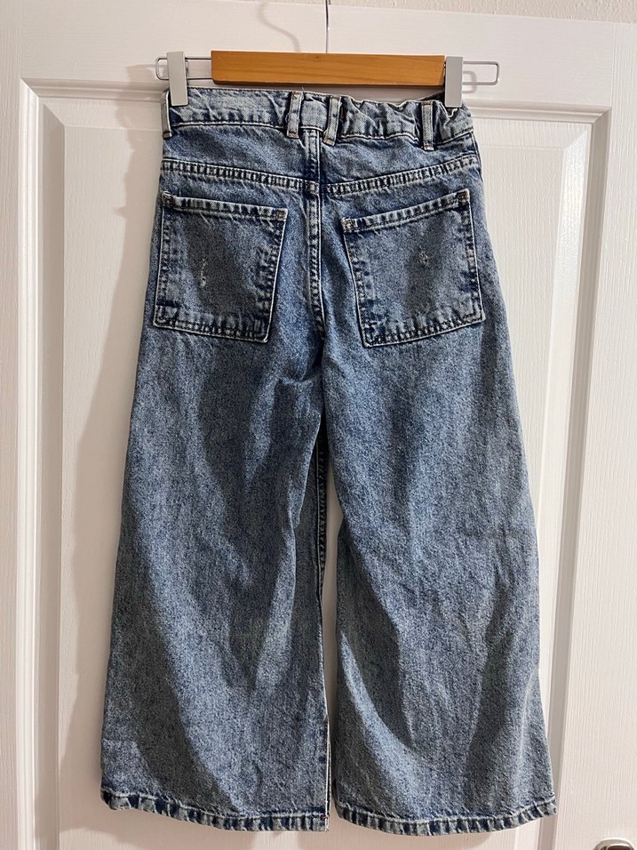 Yırtıklı Bol Paça Midi Kot Pantolon - Görsel 2