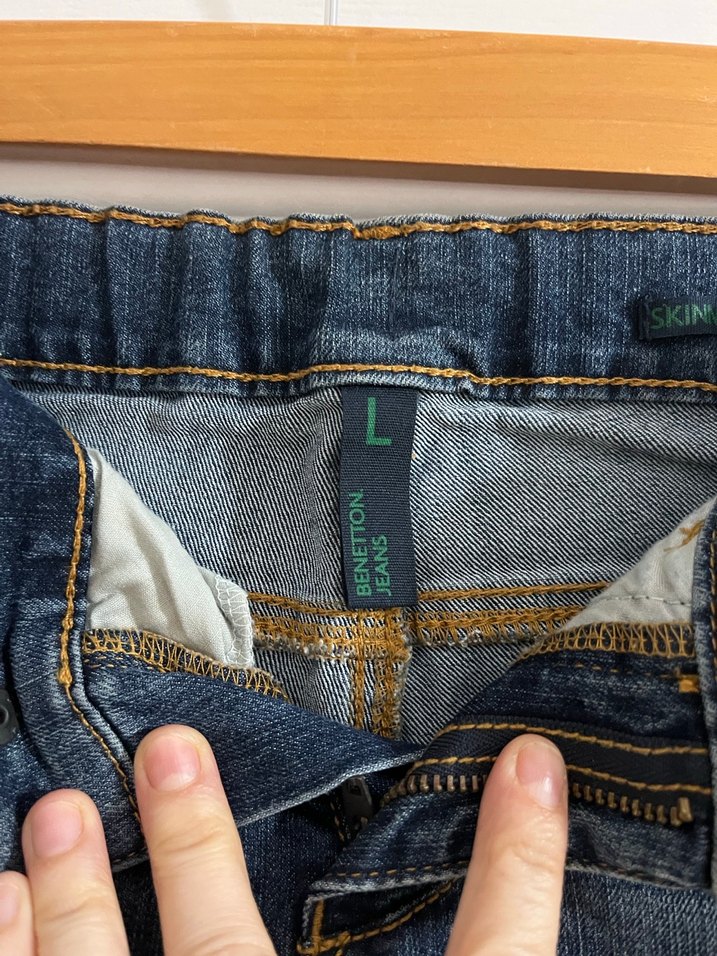Kız Çocuk Nakışlı Koyu Mavi Denim Pantolon - Görsel 4