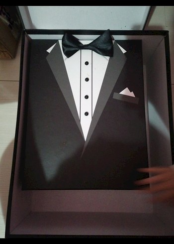 Klasik Siyah Papyonlu Damatlık Bohça Kutusu - Görsel 3