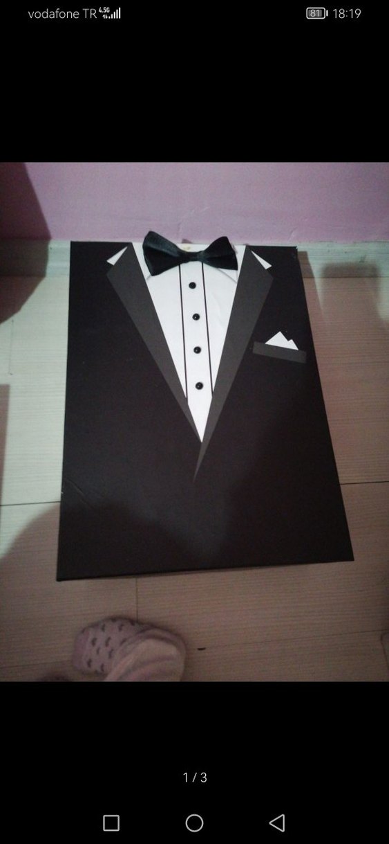 Klasik Siyah Papyonlu Damatlık Bohça Kutusu - Görsel 2